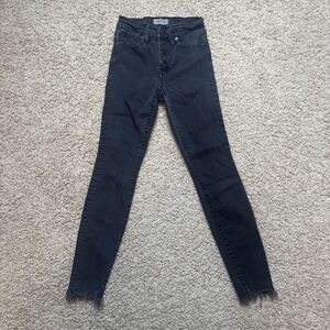 Madewell high rise skinny jeans button fly black denim size 26